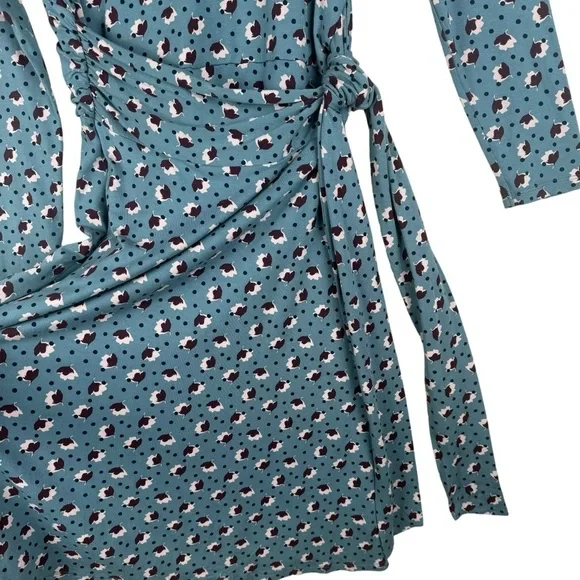 Boden Silvia Wrap Dress Size 10R Print Fall Pattern Midi Long sleeve Jersey - Picture 4 of 10